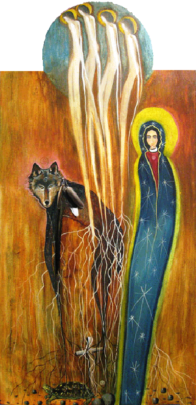 Tecuauhtlacuepeuh retablo by Virginia Maria
                      Romero